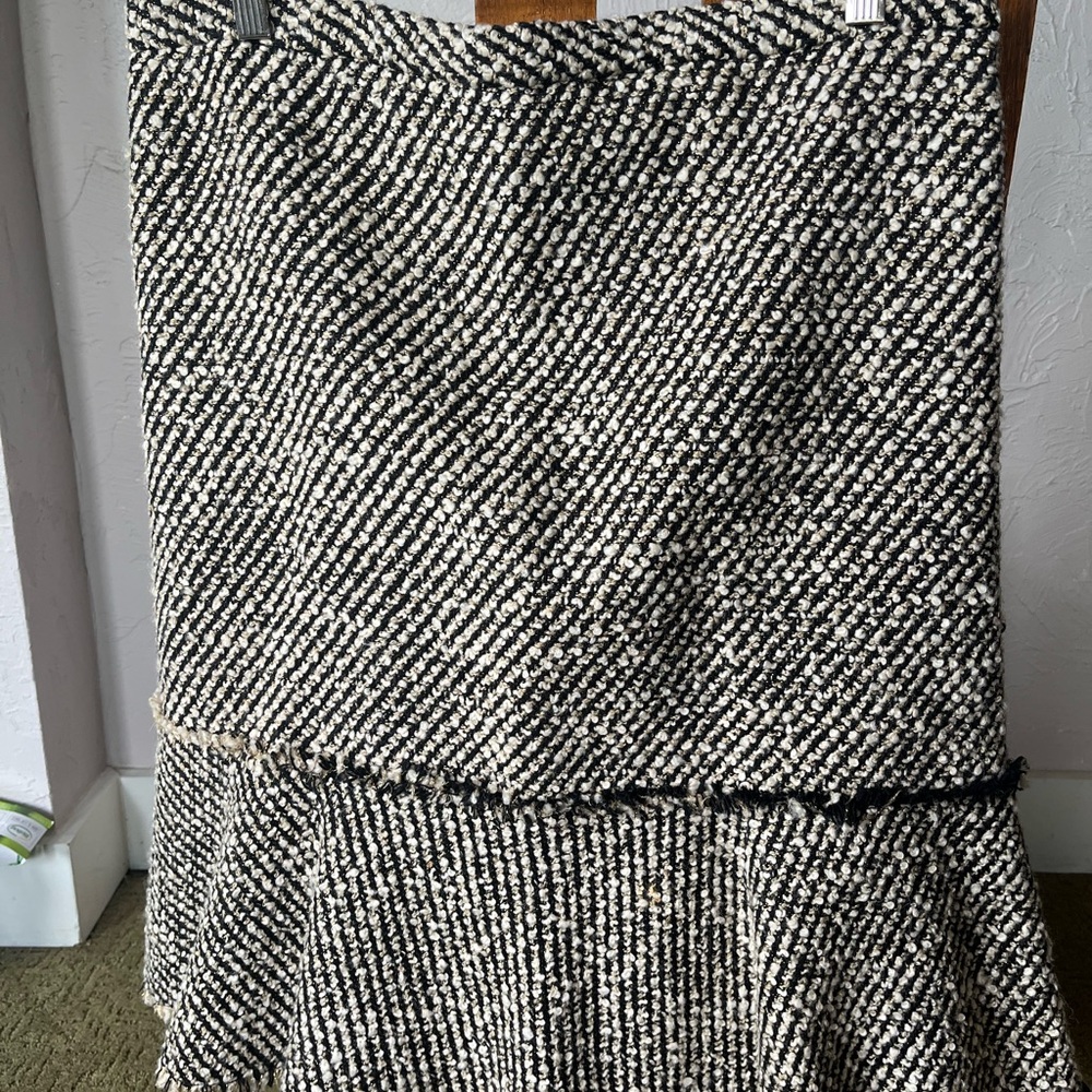 J. Crew Black and Cream Tweed fluted pencil skirt